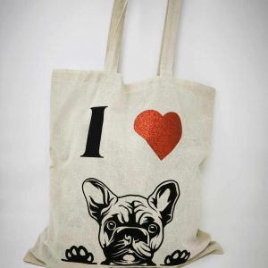 Tote bag "I love bouledogue"