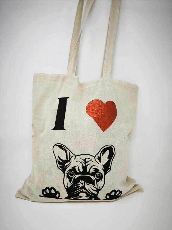 Tote bag "I love bouledogue"